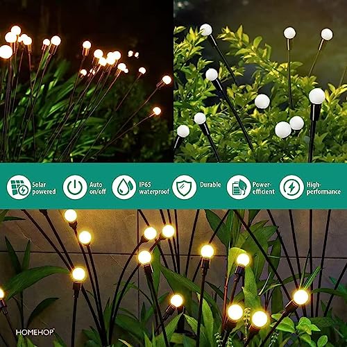 Homehop Solar Light Outdoor Swaying Firefly Garden lamp with 8 Led, Waterproof for Home Decor & Courtyard, Auto On/Off,Warm White (ABS Stainless Steel) - Image 5
