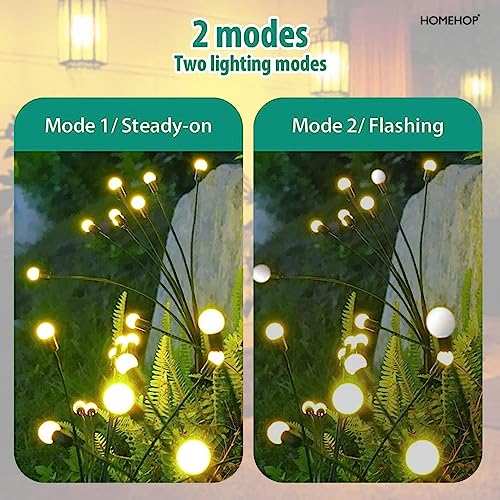Homehop Solar Light Outdoor Swaying Firefly Garden lamp with 8 Led, Waterproof for Home Decor & Courtyard, Auto On/Off,Warm White (ABS Stainless Steel) - Image 3