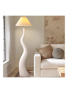 AWD Twisted Pleated Floor Lamp, Curved Floor Standing Lamp with Pleated Lampshade LED Tricolored Bulb Plug, Side Standing Floor Light for Living room, Bedroom, Home, Office Decor.  - Image 2