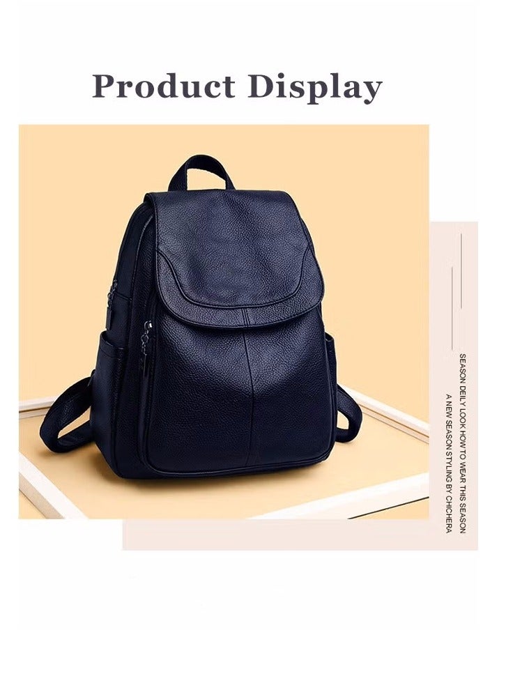 Casual Backpack Women's New All-Match Large-Capacity Soft Leather Schoolbag Outdoor Travel Backpack Ladies Bag - Image 4