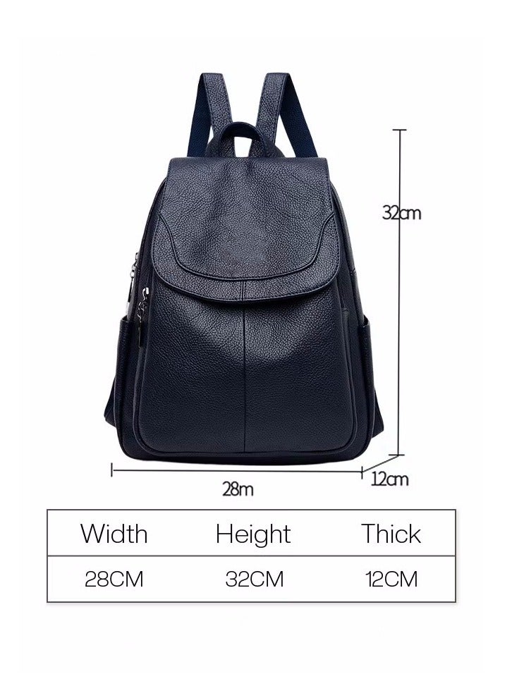 Casual Backpack Women's New All-Match Large-Capacity Soft Leather Schoolbag Outdoor Travel Backpack Ladies Bag - Image 3
