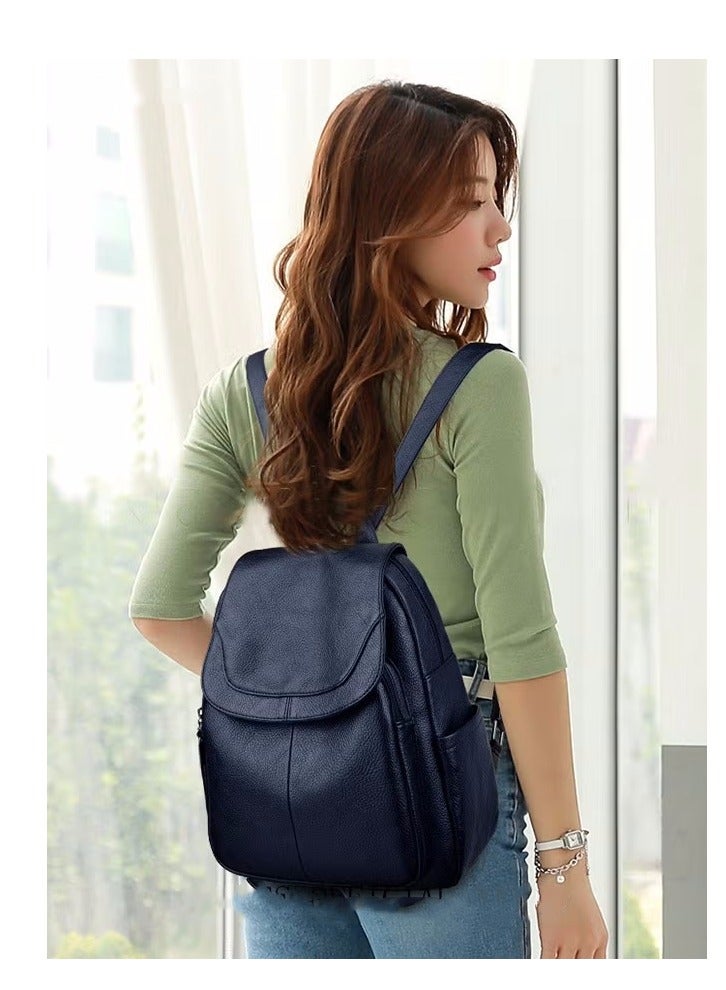 Casual Backpack Women's New All-Match Large-Capacity Soft Leather Schoolbag Outdoor Travel Backpack Ladies Bag - Image 2