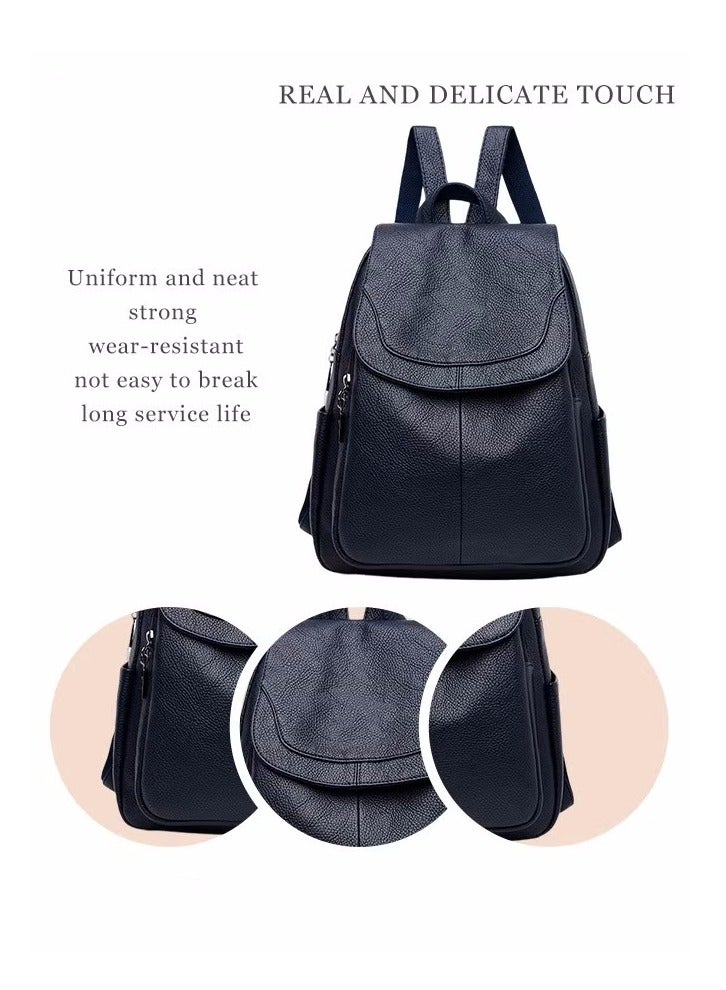 Casual Backpack Women's New All-Match Large-Capacity Soft Leather Schoolbag Outdoor Travel Backpack Ladies Bag - Image 5