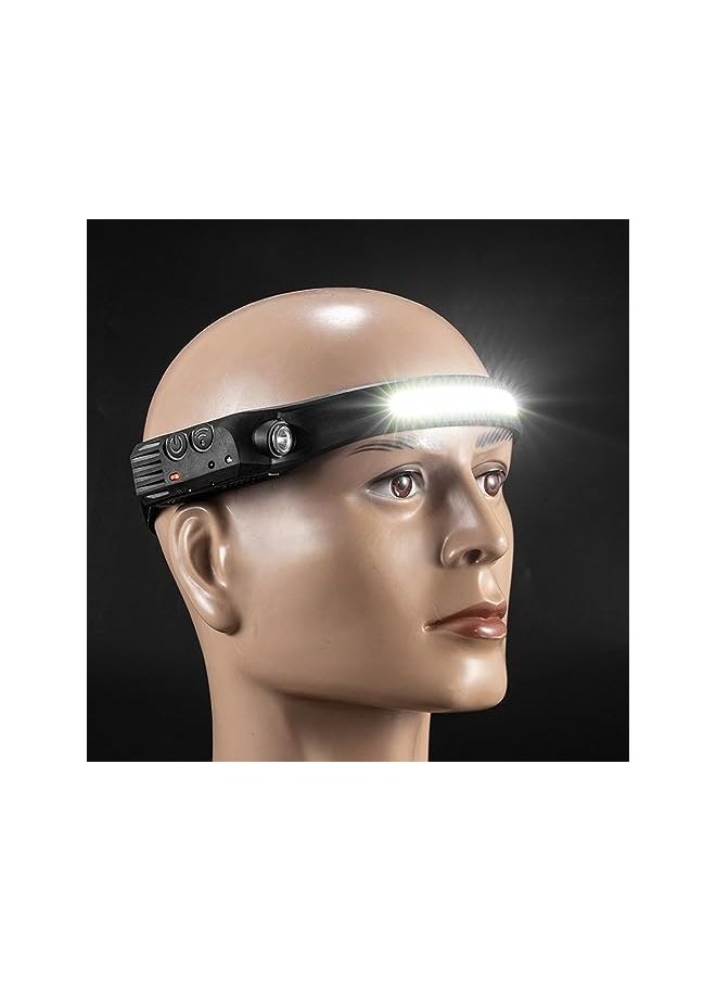 PROMASS promass LED Headlamp Rechargeable Flashlight 230° Wide Beam Headlamps 1000+500 lumens, 5 Modes Headlight with Motion Sensor, for Running, Hiking, Fishing, Camping  - Image 3