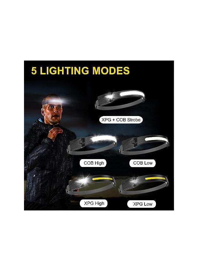 PROMASS promass LED Headlamp Rechargeable Flashlight 230° Wide Beam Headlamps 1000+500 lumens, 5 Modes Headlight with Motion Sensor, for Running, Hiking, Fishing, Camping  - Image 4