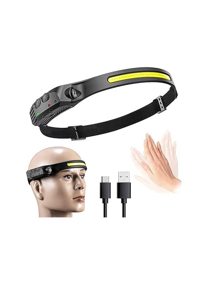 PROMASS promass LED Headlamp Rechargeable Flashlight 230° Wide Beam Headlamps 1000+500 lumens, 5 Modes Headlight with Motion Sensor, for Running, Hiking, Fishing, Camping  - Image 2