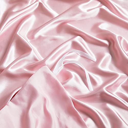 NSGZ 48"x72" Duvet Cover for Weighted Blanket, Silky Soft Satin Weighted Blanket Cover Twin Size Satin Blanket Duvet Cover, Removable Duvet Cover with 8 Ties Secure Fastening, Pink - Image 5