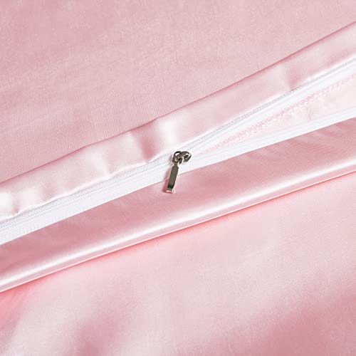 NSGZ 48"x72" Duvet Cover for Weighted Blanket, Silky Soft Satin Weighted Blanket Cover Twin Size Satin Blanket Duvet Cover, Removable Duvet Cover with 8 Ties Secure Fastening, Pink - Image 3
