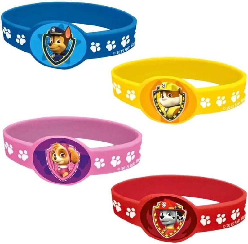 Unique أساور باو باترول المطاطية بألوان متنوعة 350 × 125 عبوة من 4 أساور للأطفال متينة من الفينيل هدايا ممتعة لحفلات الأطفال رائعة للحفلات والفعاليات - Image 1