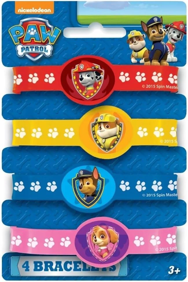 Unique أساور باو باترول المطاطية بألوان متنوعة 350 × 125 عبوة من 4 أساور للأطفال متينة من الفينيل هدايا ممتعة لحفلات الأطفال رائعة للحفلات والفعاليات - Image 3