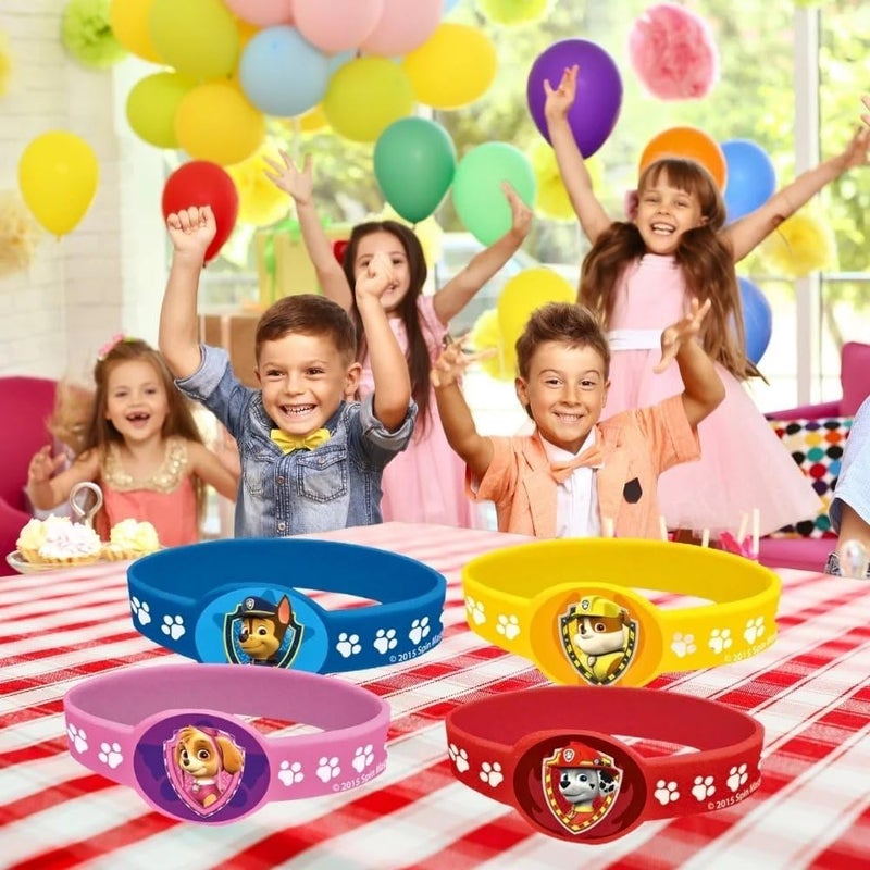 Unique أساور باو باترول المطاطية بألوان متنوعة 350 × 125 عبوة من 4 أساور للأطفال متينة من الفينيل هدايا ممتعة لحفلات الأطفال رائعة للحفلات والفعاليات - Image 4