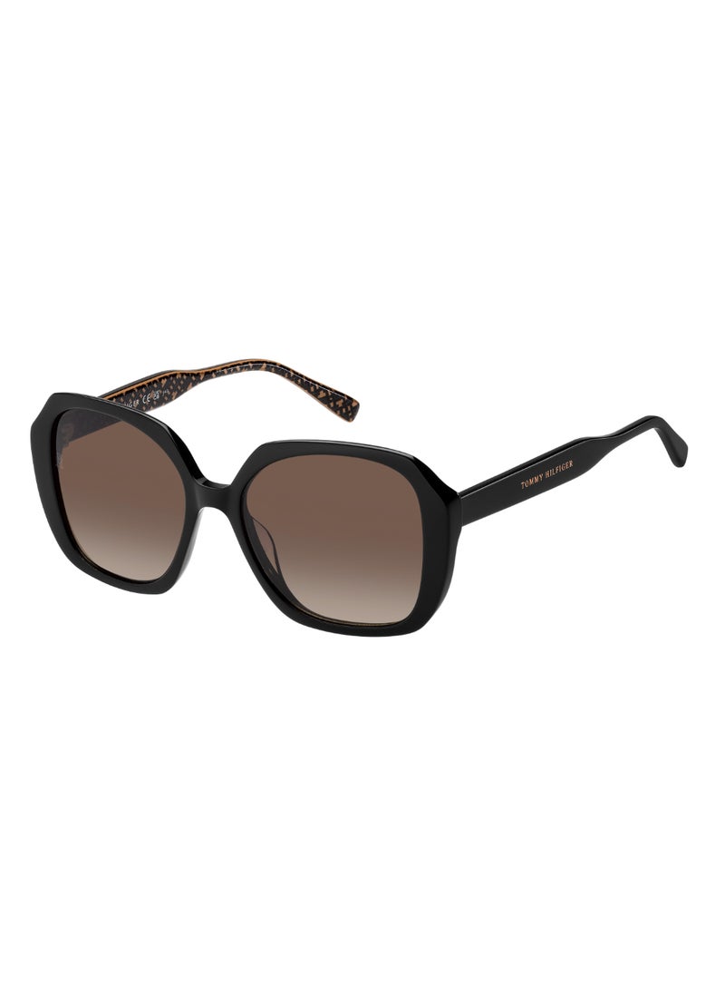 TOMMY HILFIGER - Women's Uv Protection Square Shape Acetate Sunglasses Th 2105/S Brown 50 - Lens Size: 50.4 Mm - Blk Ptt Bw - Image 1