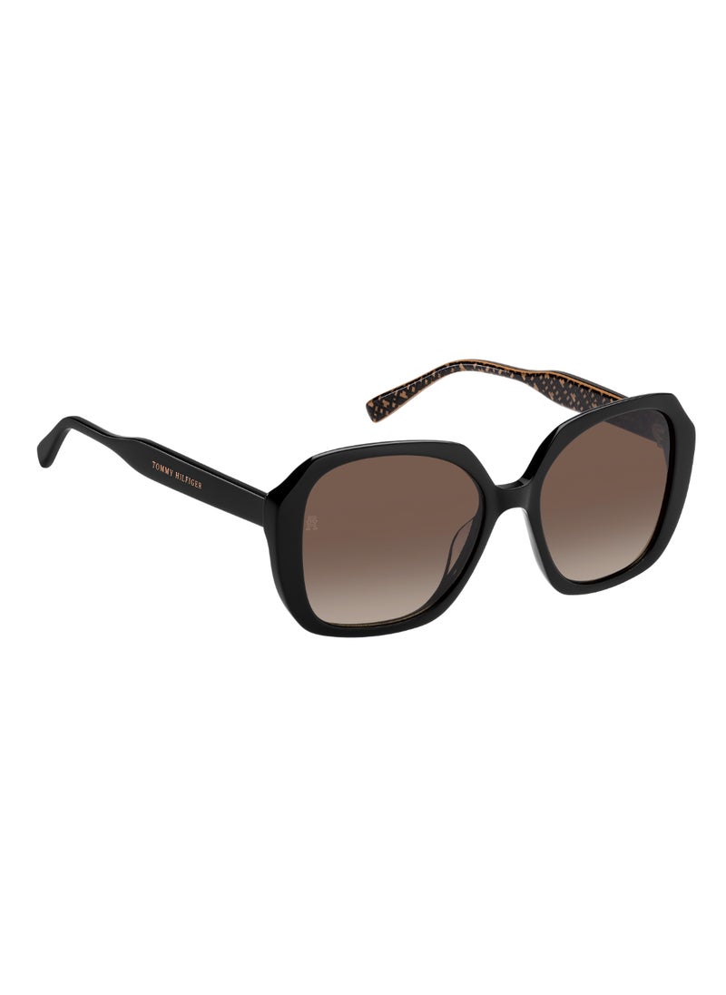 TOMMY HILFIGER - Women's Uv Protection Square Shape Acetate Sunglasses Th 2105/S Brown 50 - Lens Size: 50.4 Mm - Blk Ptt Bw - Image 1