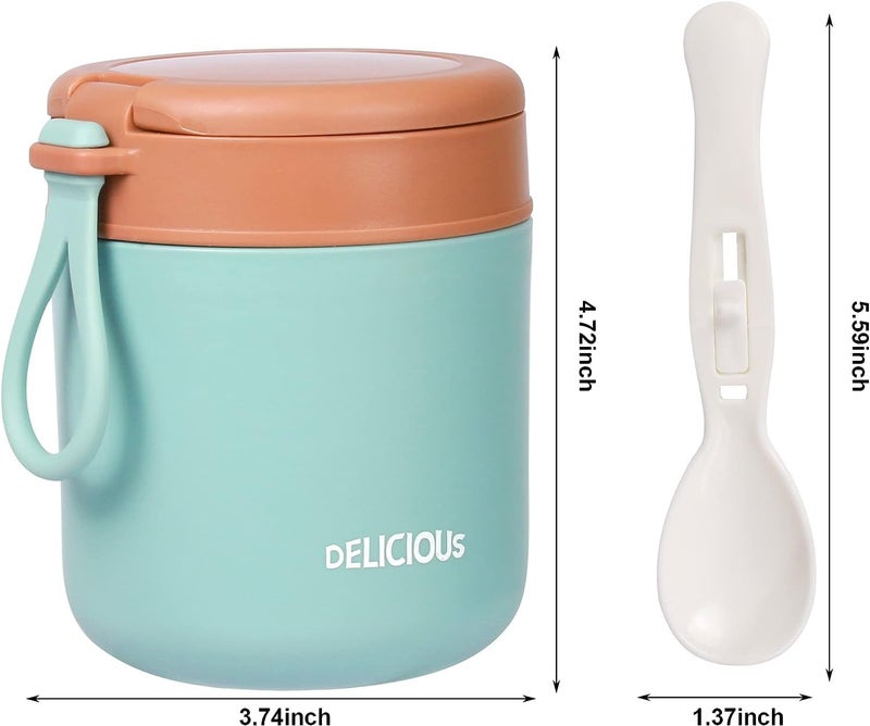 Wosta Lunch Box, Yogurt Container With Lid, Leak Proof Stainless Steel Cups With Lids And Reusable Plastic Spoon,Overnight Oats Containers With Lid, Dishwasher Freezer Safe. (Blue, 430 Ml) - Image 2