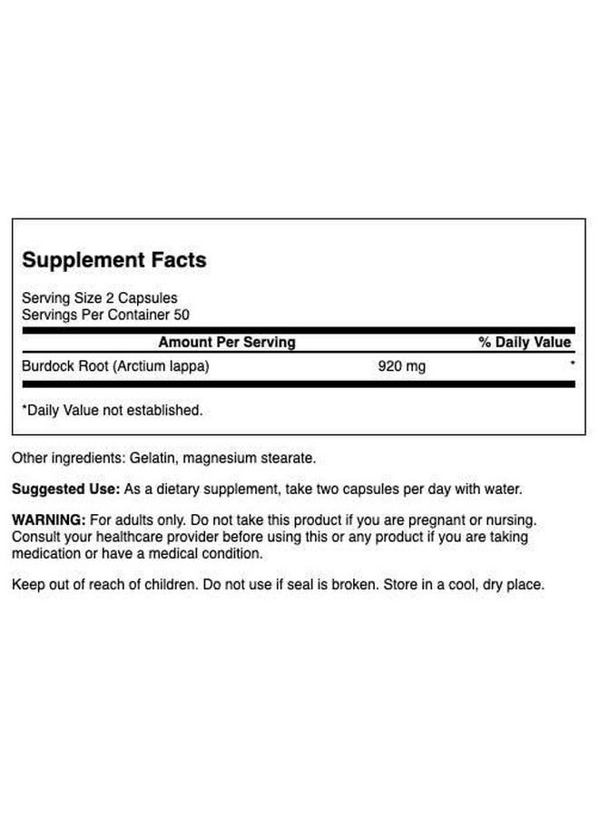 Swanson Burdock Root Kidney & Liver Support - Detox Skin Helps Remove Toxins from The Body - Support Well Being and Healthy Immune System - Herbal Antioxidant Supplement (460 mg 100 Capsules) - Image 2