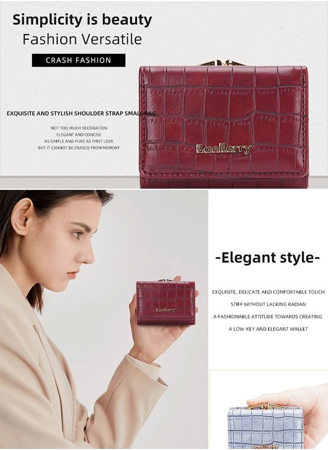 baellerry Women's Short Wallet Stone Pattern Trifold Wallet Fashion Card Bag  - Image 4