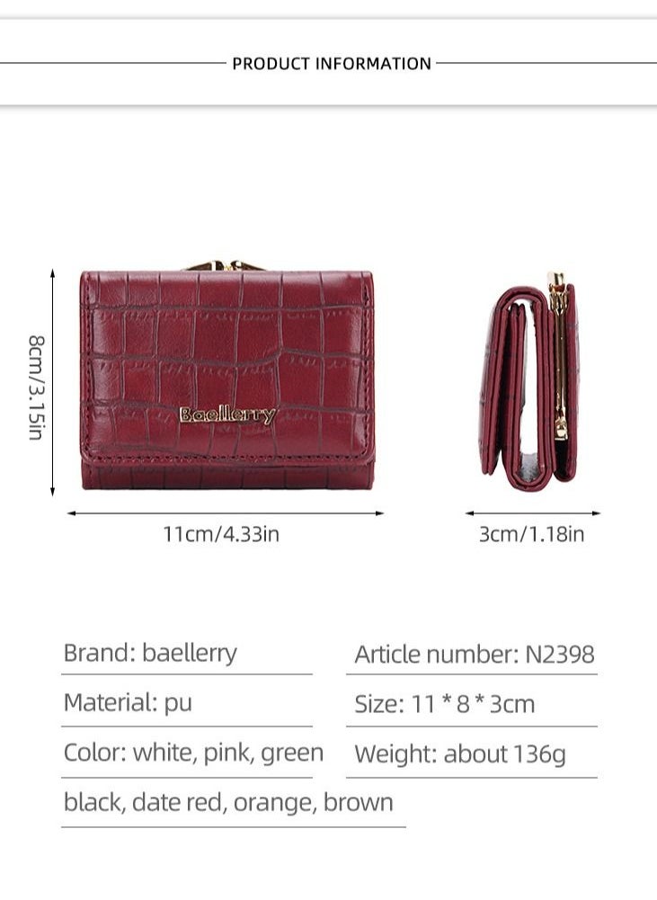 baellerry Women's Short Wallet Stone Pattern Trifold Wallet Fashion Card Bag  - Image 5