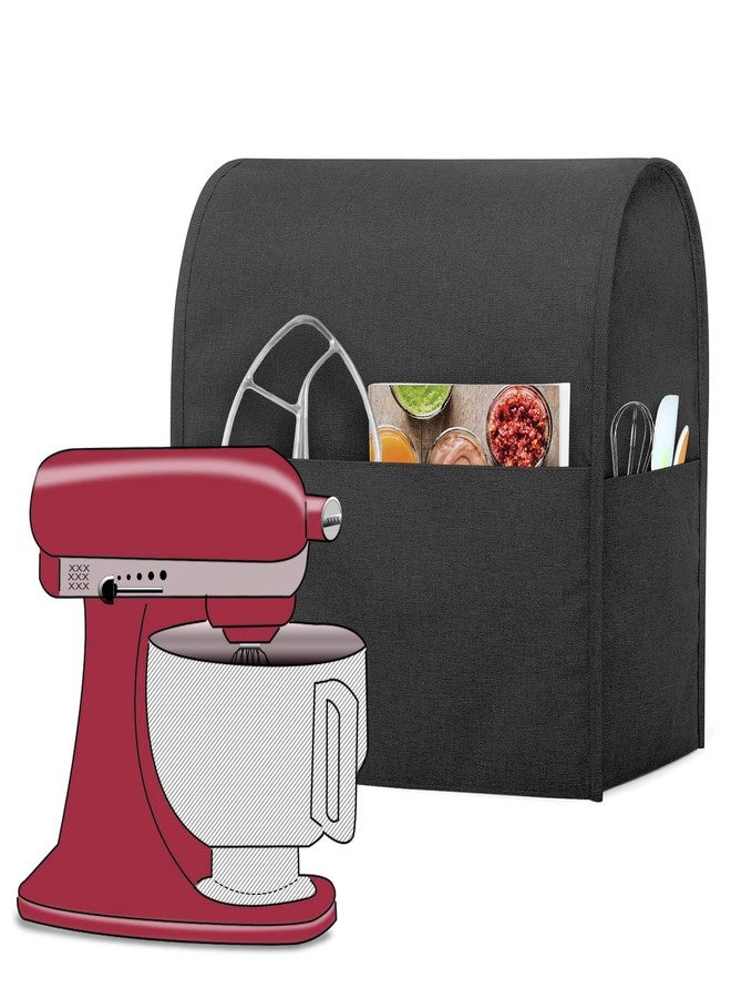 Luxja Dust Cover Compatible with 4.5-Quart and 5-Quart Stand Mixer, Cloth Cover with Pockets for Stand Mixer and Extra Accessories, Black - Image 1