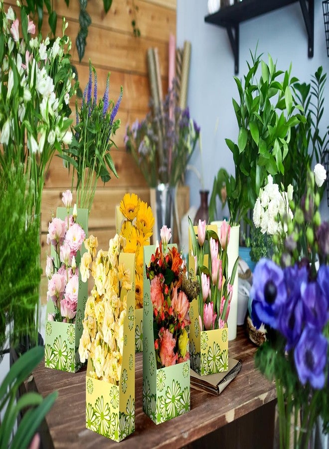 Linelglobal 6 Pcs Mother's Day Flower Wrapping Boxes with handle Florist Bouquet Packaging Boxes for Wedding Birthday Party Arrangements Floral Arrangement Supplies, Yellow - Image 4
