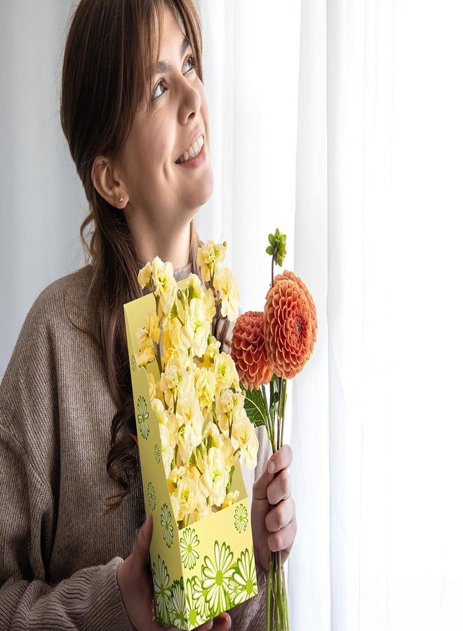 Linelglobal 6 Pcs Mother's Day Flower Wrapping Boxes with handle Florist Bouquet Packaging Boxes for Wedding Birthday Party Arrangements Floral Arrangement Supplies, Yellow - Image 5