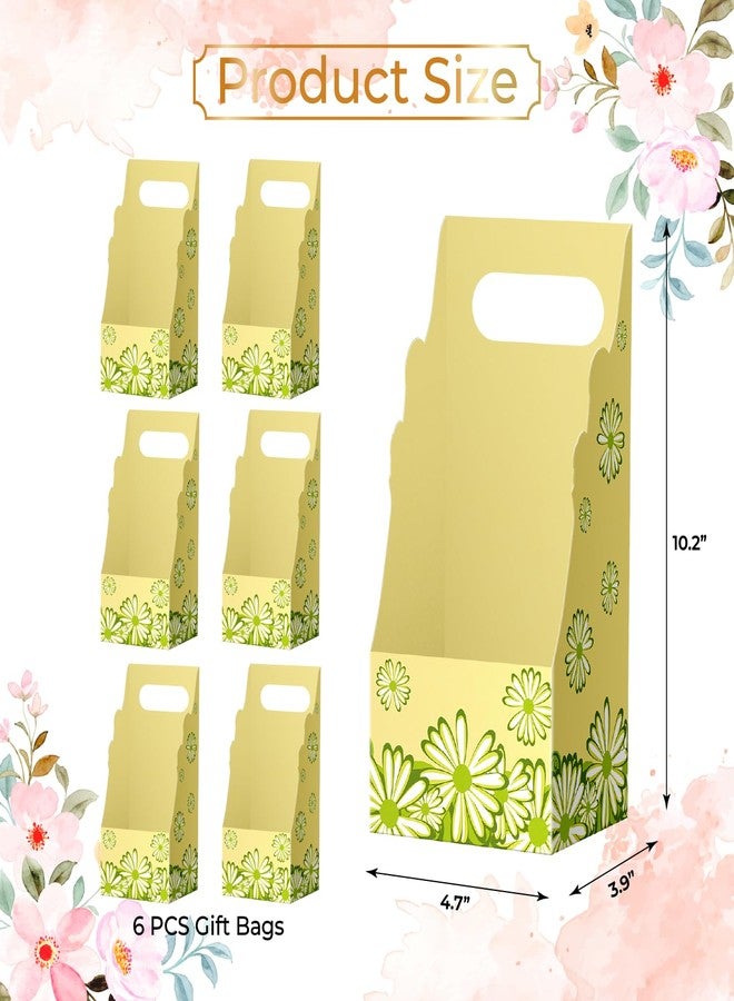 Linelglobal 6 Pcs Mother's Day Flower Wrapping Boxes with handle Florist Bouquet Packaging Boxes for Wedding Birthday Party Arrangements Floral Arrangement Supplies, Yellow - Image 2