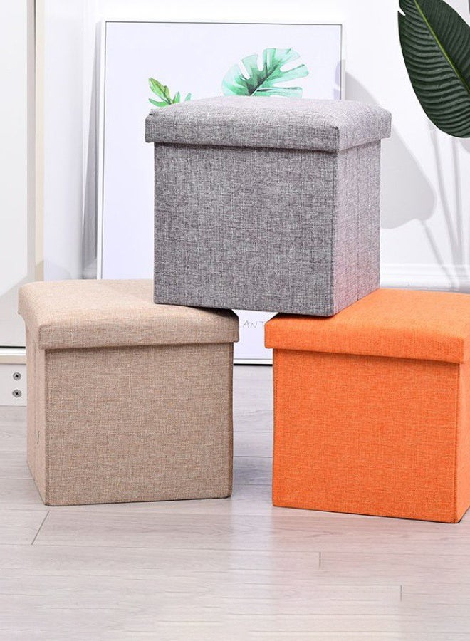 Hanayo Large Storage Stool Footstool Multifunctional Foldable Cube Storage Organizer Cube Stool Box Storage Box Chair Storage Sofa Stool Foot Rest Sitting Box for Bedroom Living Room Hallway(Beige) - Image 5