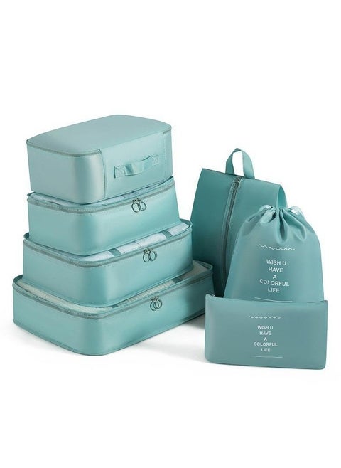 7 Set Compression Packing Cubes for Travel Essentials,Compressible Expandable Packing Cubes for Suitcase, Luggage Organizer Bags for Travel,Handy Helper for Organizing Clothes(Blue)