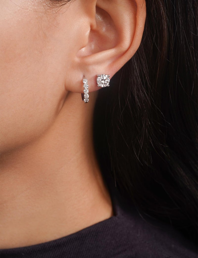 IMOLOVE Imitation Moissanite Stud Earrings with 1CT D Color Round Cut Lab Created Moissanite Earrings Trendy Earrings for Women Men-1 - Image 5