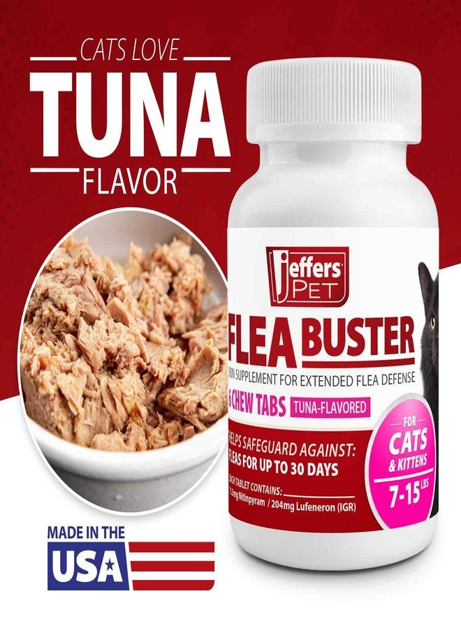 Jeffers Pet Flea Buster Chewable Tablets for Cats and Kittens 7-15 lbs, Tuna Flavor Supplements, Monthly Cat Flea Support, Made in USA, Easy to Feed Cat Tablets, Travel Friendly - 6 Count - Image 4