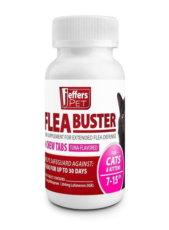 Jeffers Pet Flea Buster Chewable Tablets for Cats and Kittens 7-15 lbs, Tuna Flavor Supplements, Monthly Cat Flea Support, Made in USA, Easy to Feed Cat Tablets, Travel Friendly - 6 Count - Image 1