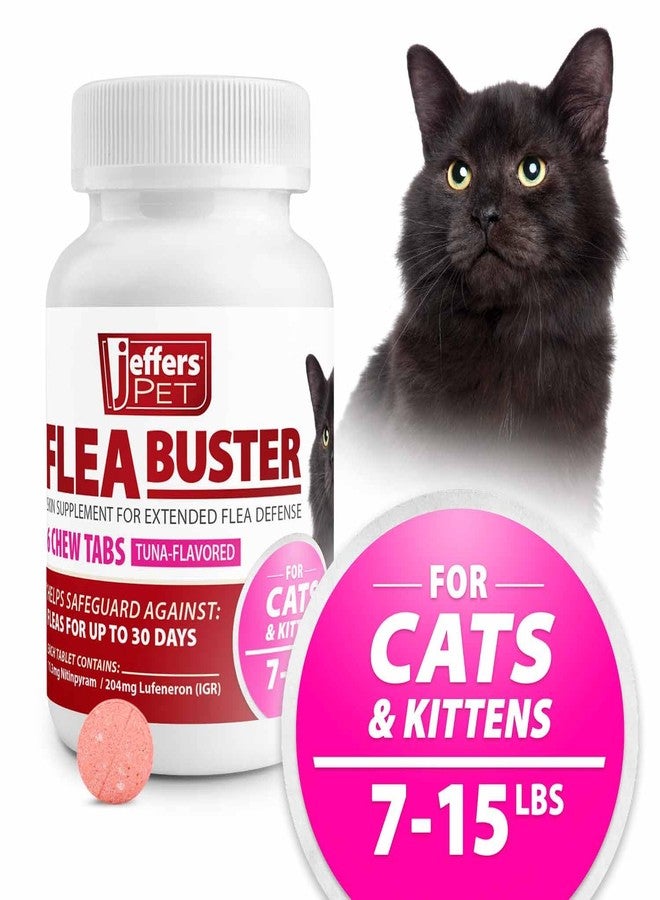 Jeffers Pet Flea Buster Chewable Tablets for Cats and Kittens 7-15 lbs, Tuna Flavor Supplements, Monthly Cat Flea Support, Made in USA, Easy to Feed Cat Tablets, Travel Friendly - 6 Count - Image 2