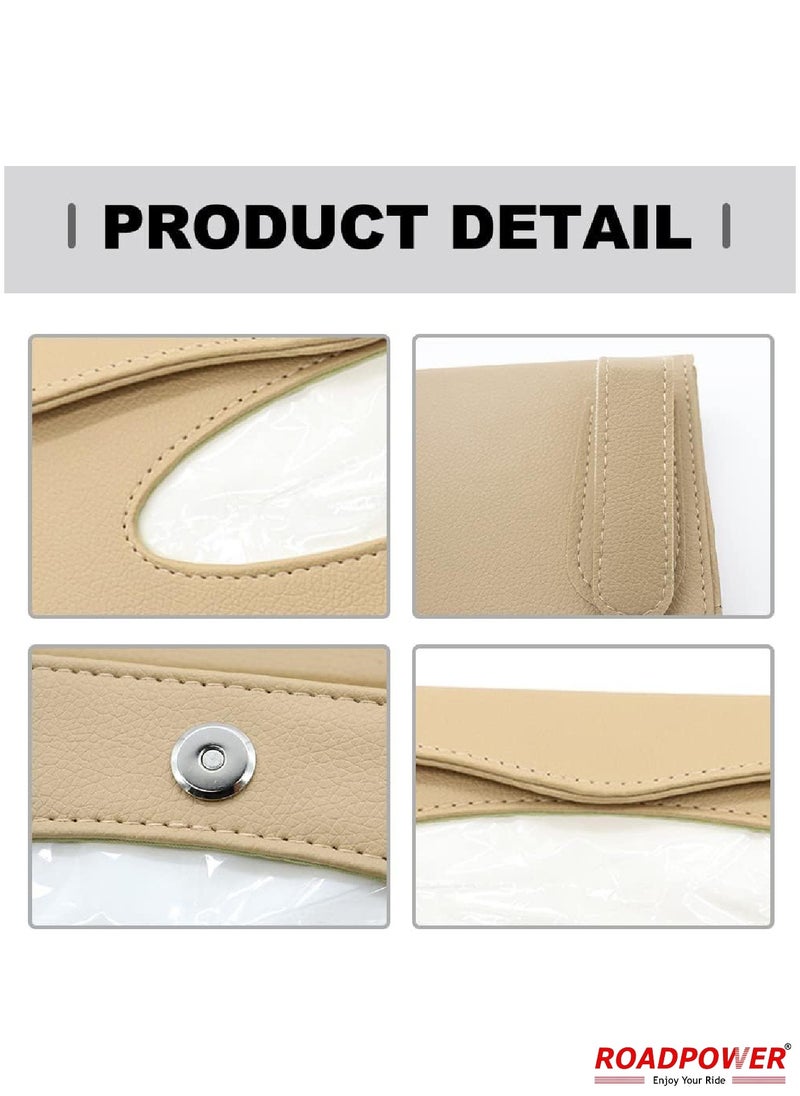 RoadPower Visor Tissue Holder Hanging  For Car Napkin Paper  For Seat Back And Sun Visor Beige  - Image 3