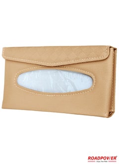 RoadPower Visor Tissue Holder Hanging  For Car Napkin Paper  For Seat Back And Sun Visor Beige  - Image 1