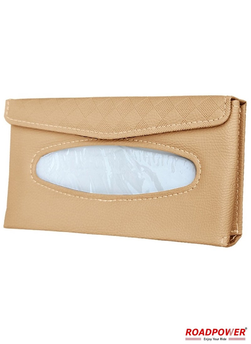RoadPower Visor Tissue Holder Hanging  For Car Napkin Paper  For Seat Back And Sun Visor Beige  - Image 1