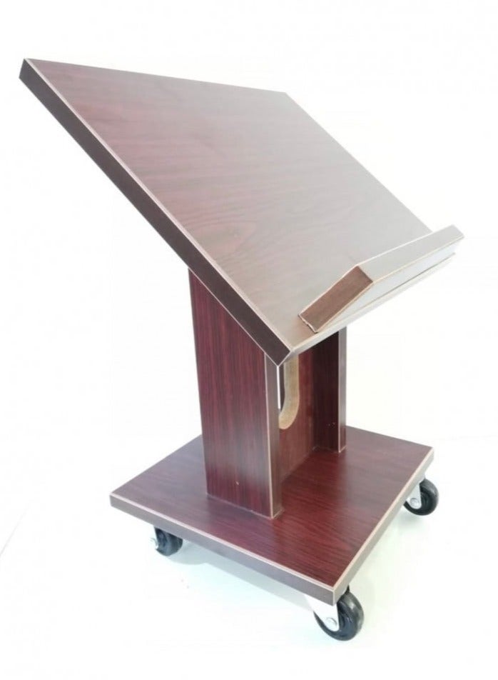 The distinctive wooden Quran holder with smooth wheels and a tissue slot is practical, easy to use and lightweight to carry. A specific and total height of 40 cm. Multi-use. It can be used to read the Holy Quran, school books and other books. It is light and easy to move and can be placed in the mosque, home and elsewhere. - Image 2