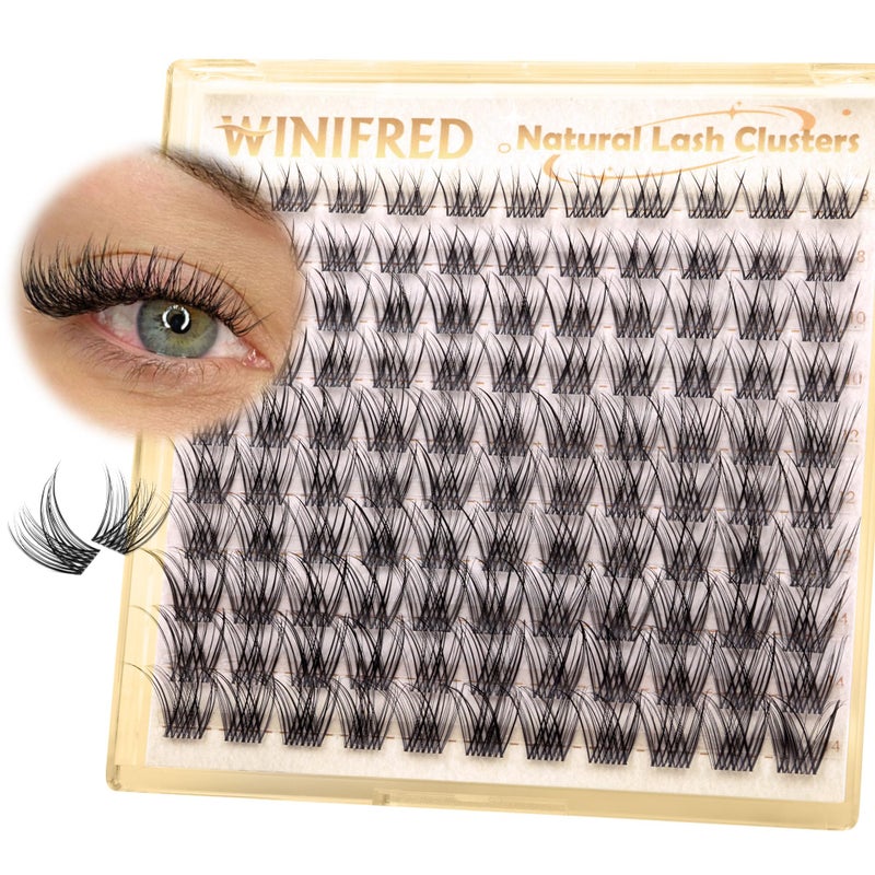 Winifred Natural Lash Clusters Clear Band Eyelash Clusters Wispy Lashes Clusters 8-14mm Cluster Eyelash Extensions C Curvature Individual Lashes DIY Lash Extension Natural Look by Winifred - Image 1