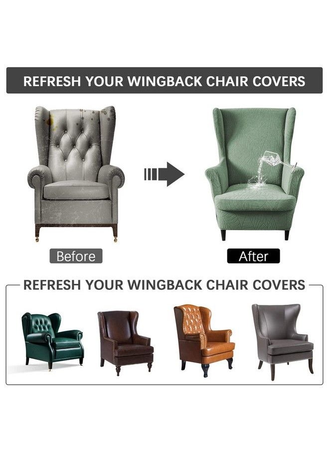 Jian Ya Na Waterproof Wingback Chair Cover Stretch Jacquard Wing Chair Slipcovers 2 Piece Wingback Armchair Sofa Slipcover Super Soft Fabric Furniture Protector With Elastic Bottom For Living Room Bedroom  - Image 4