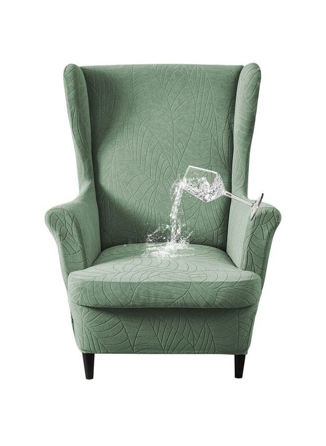 Jian Ya Na Waterproof Wingback Chair Cover Stretch Jacquard Wing Chair Slipcovers 2 Piece Wingback Armchair Sofa Slipcover Super Soft Fabric Furniture Protector With Elastic Bottom For Living Room Bedroom  - Image 2