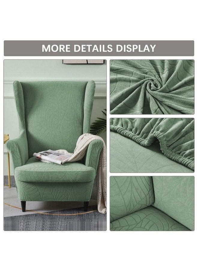 Jian Ya Na Waterproof Wingback Chair Cover Stretch Jacquard Wing Chair Slipcovers 2 Piece Wingback Armchair Sofa Slipcover Super Soft Fabric Furniture Protector With Elastic Bottom For Living Room Bedroom  - Image 3