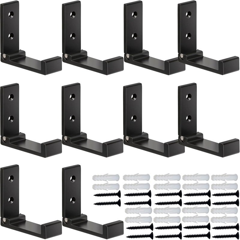ZEYU Folding Coat Hooks, 10Pcs Wall Hooks for Hanging Coat Towel Hooks Hardware Heavy Duty Aluminum Alloy Headphone Holder Hooks No Rust Wall Mounted with Screws for Bags Fitness Equipment - Image 1