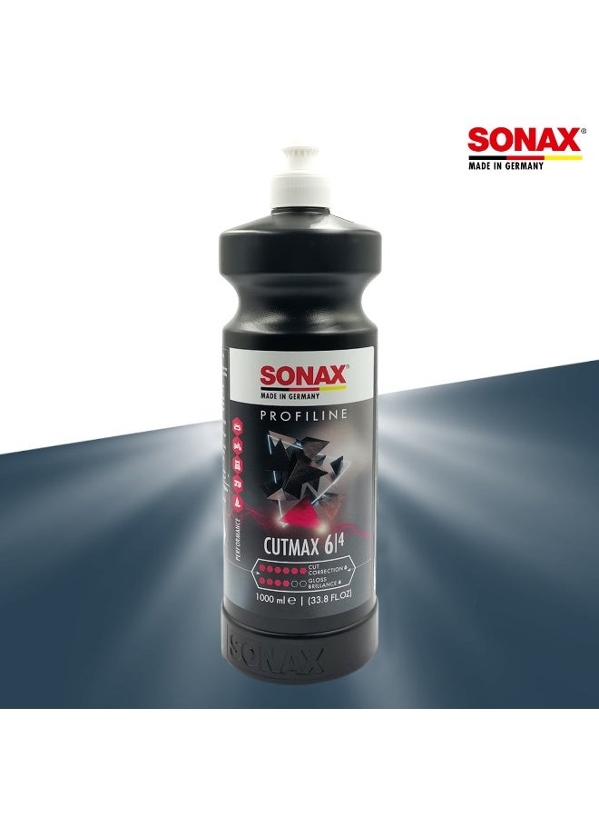 SONAX Profiline CutMax 6/4 Cutting Compound 1000ml – Professional Paint Correction Polish for Scratch Mark Removal, High Gloss Finish, Low Dust Formula, Water Based Automotive Detailing Compound - Image 1