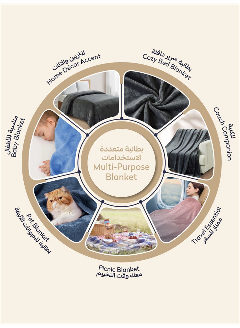 Donetella Fleece Blanket King Size(210 X 240 CM) Super Soft Throw Blanket With 300 GSM Best Lightweight Warm Plush Throws For Bed, Sofa,Couch And Camping,Aluminium - Image 5