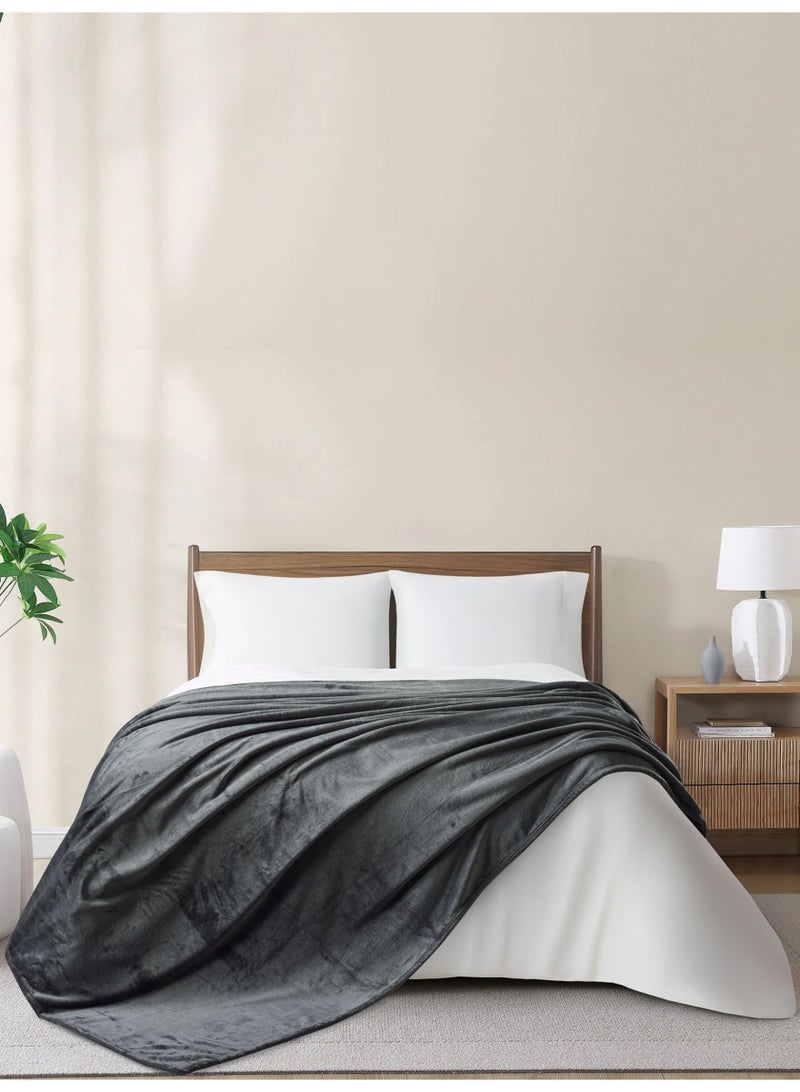 Donetella Fleece Blanket King Size(210 X 240 CM) Super Soft Throw Blanket With 300 GSM Best Lightweight Warm Plush Throws For Bed, Sofa,Couch And Camping,Aluminium - Image 1