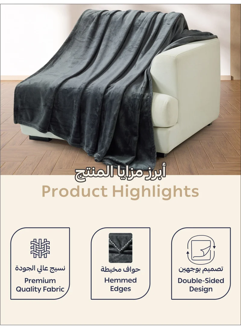 Donetella Aluminium Fleece Blanket King Size(210 X 240 CM) Super Soft Throw Blanket With 300 GSM Best Lightweight Warm Plush Throws For Bed, Sofa,Couch And Camping,Aluminium  | Best Price UAE