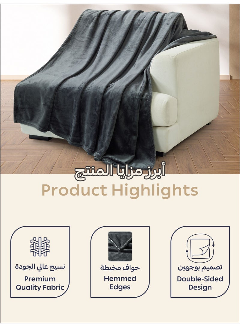 Donetella Fleece Blanket King Size(210 X 240 CM) Super Soft Throw Blanket With 300 GSM Best Lightweight Warm Plush Throws For Bed, Sofa,Couch And Camping,Aluminium - Image 4