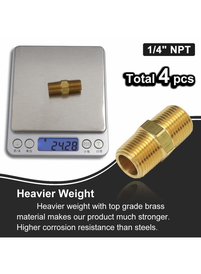boeray 4pcs 1/4" NPT Male Thread to 1/4" NPT Male Thread Brass Pipe Hose Fitting Straight Hex Fast Coupler Adapter - Image 5