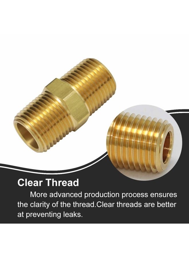 boeray 4pcs 1/4" NPT Male Thread to 1/4" NPT Male Thread Brass Pipe Hose Fitting Straight Hex Fast Coupler Adapter - Image 3