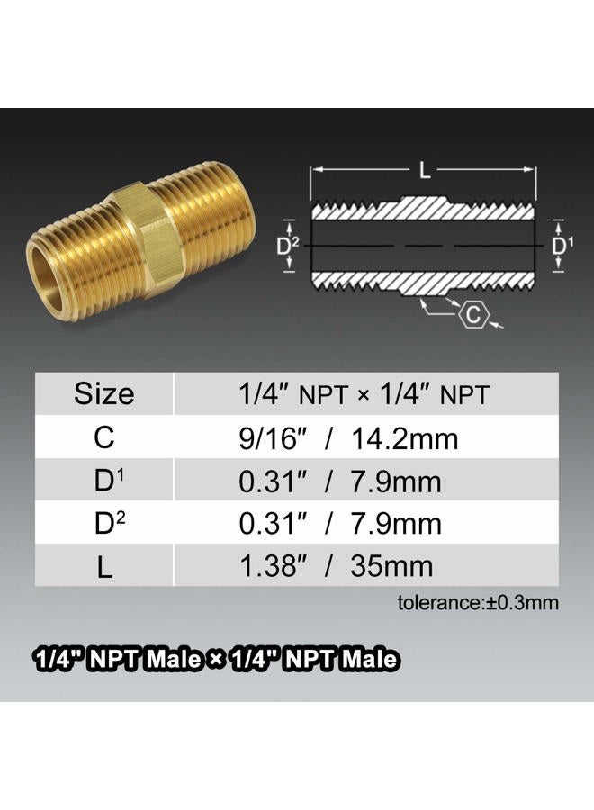 boeray 4pcs 1/4" NPT Male Thread to 1/4" NPT Male Thread Brass Pipe Hose Fitting Straight Hex Fast Coupler Adapter - Image 2