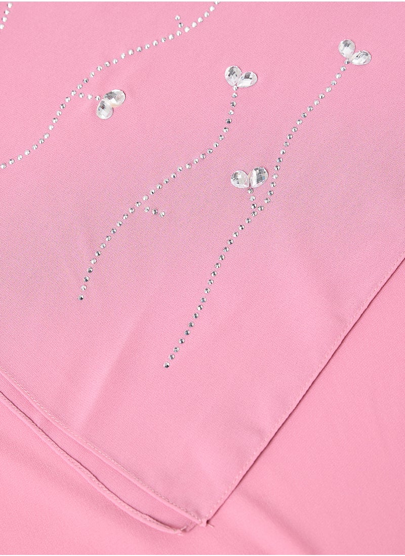Khizana Floral Diamante  Long Hijab Scarf  - Image 2