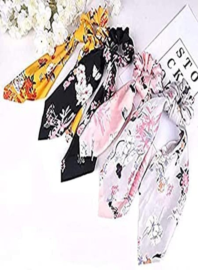 LIGAMENT Scrunchies Women Hair Ribbon Scrunchies Ties Satin Floral Scarf Chiffon Hair Bands crunchies (Crunchy 10 PC) - Image 2